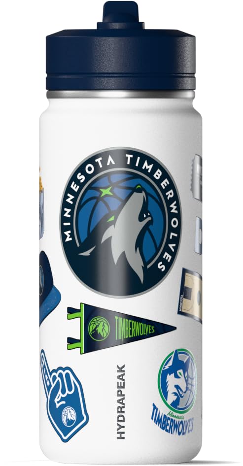 Hydrapeak x NBA Officially Licensed Minnesota Timberwolves 20 oz Active Water Bottle with Chug Lid and Handle Reusable Stainless