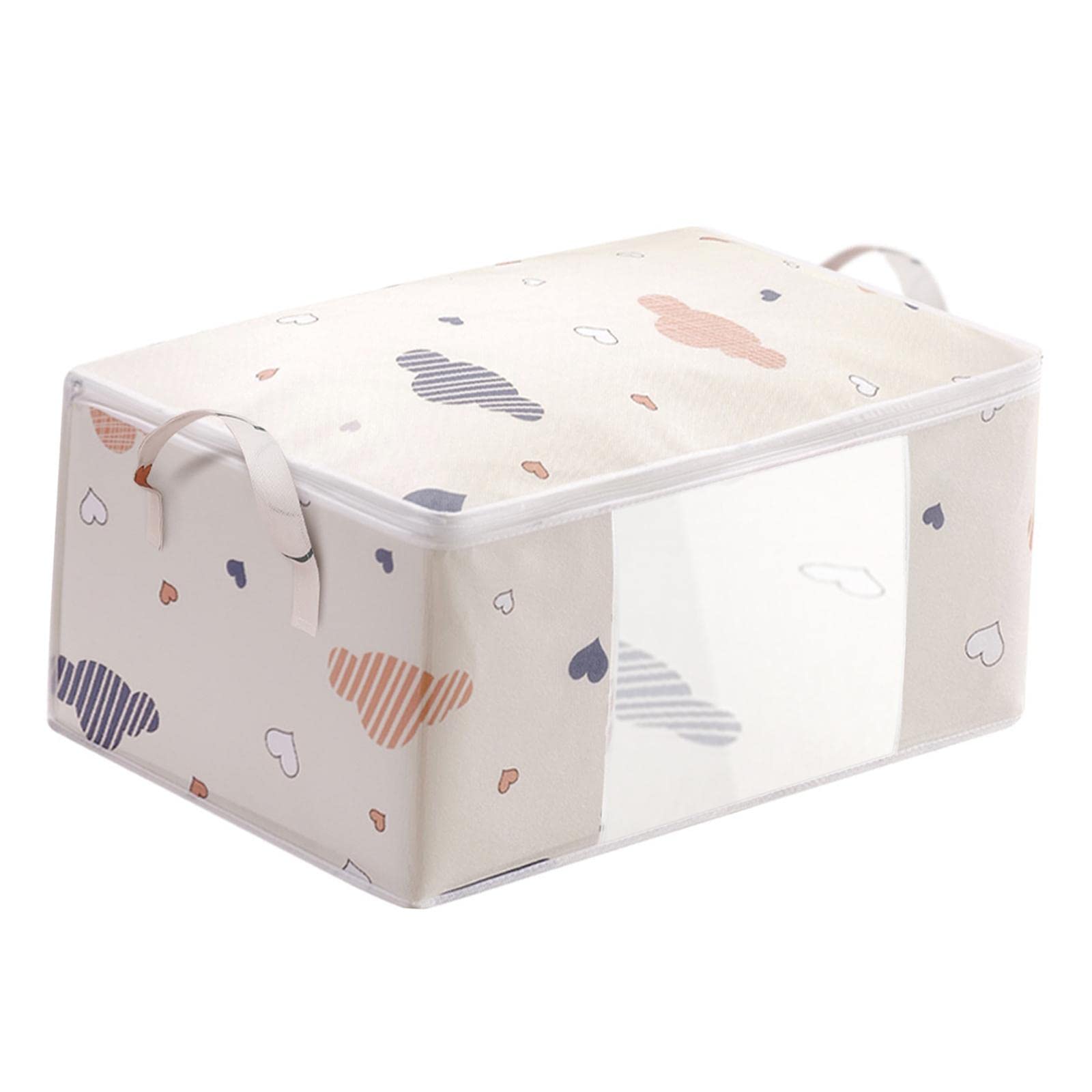 Pinakine Clothes Storage Bag Organizer Blankets Bedding Luggage Bins Box Container Beige M|72032142Pnk
