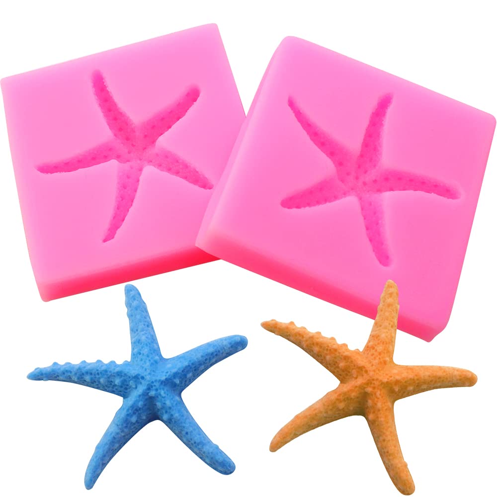 Jogilboy 2 Pieces 3D Starfish Silicone Mold Diy Silicone Mold Fondant Pudding Jelly Candy Chocolate Dessert Cake Decoration Baki