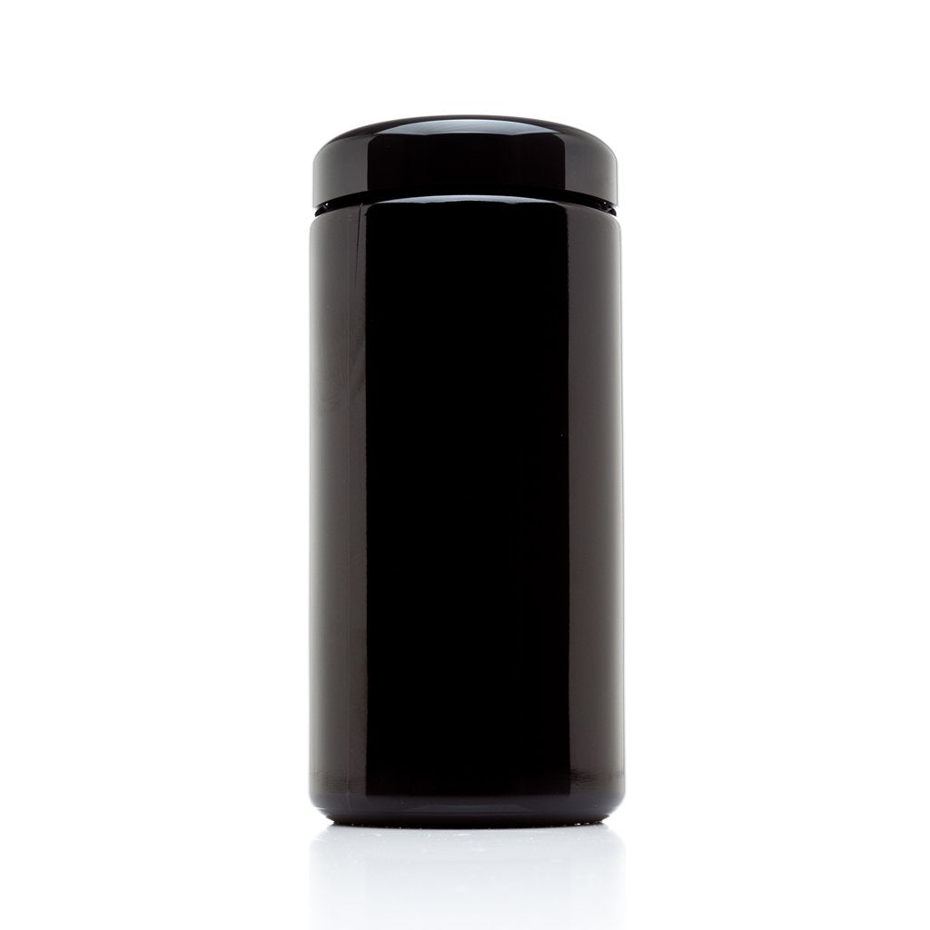 Infinity Jars Classic Black Glass Jar 1L (34 fl oz) Ultraviolet Airtight Smell Proof, Refillable Container, Screw top Jar for Lo