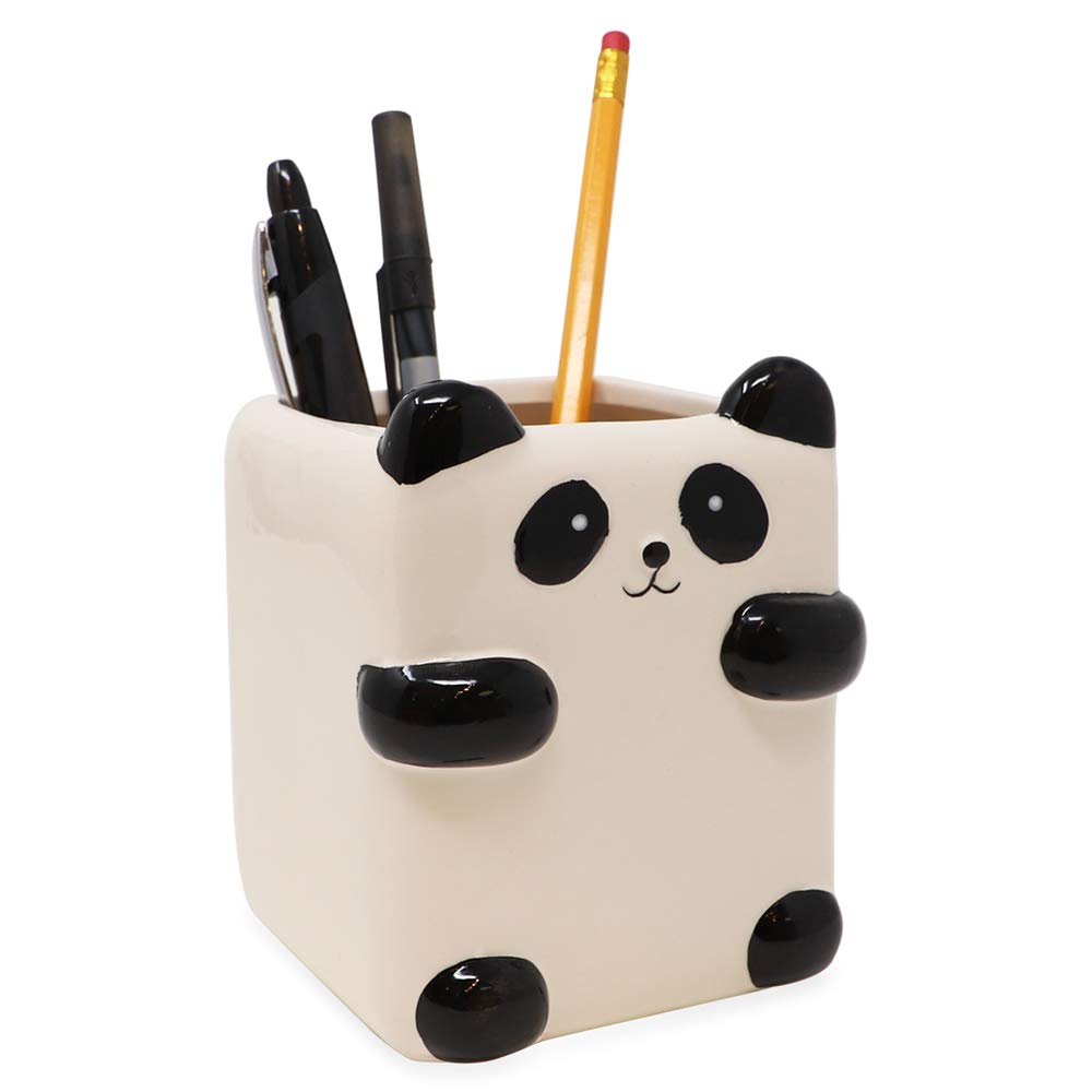 Isaac Jacobs Black And White Ceramic Makeup Brush Holder, Multi-Purpose Cup Organizer. Bathroom, Kitchen, Bedroom, Office D  Cor