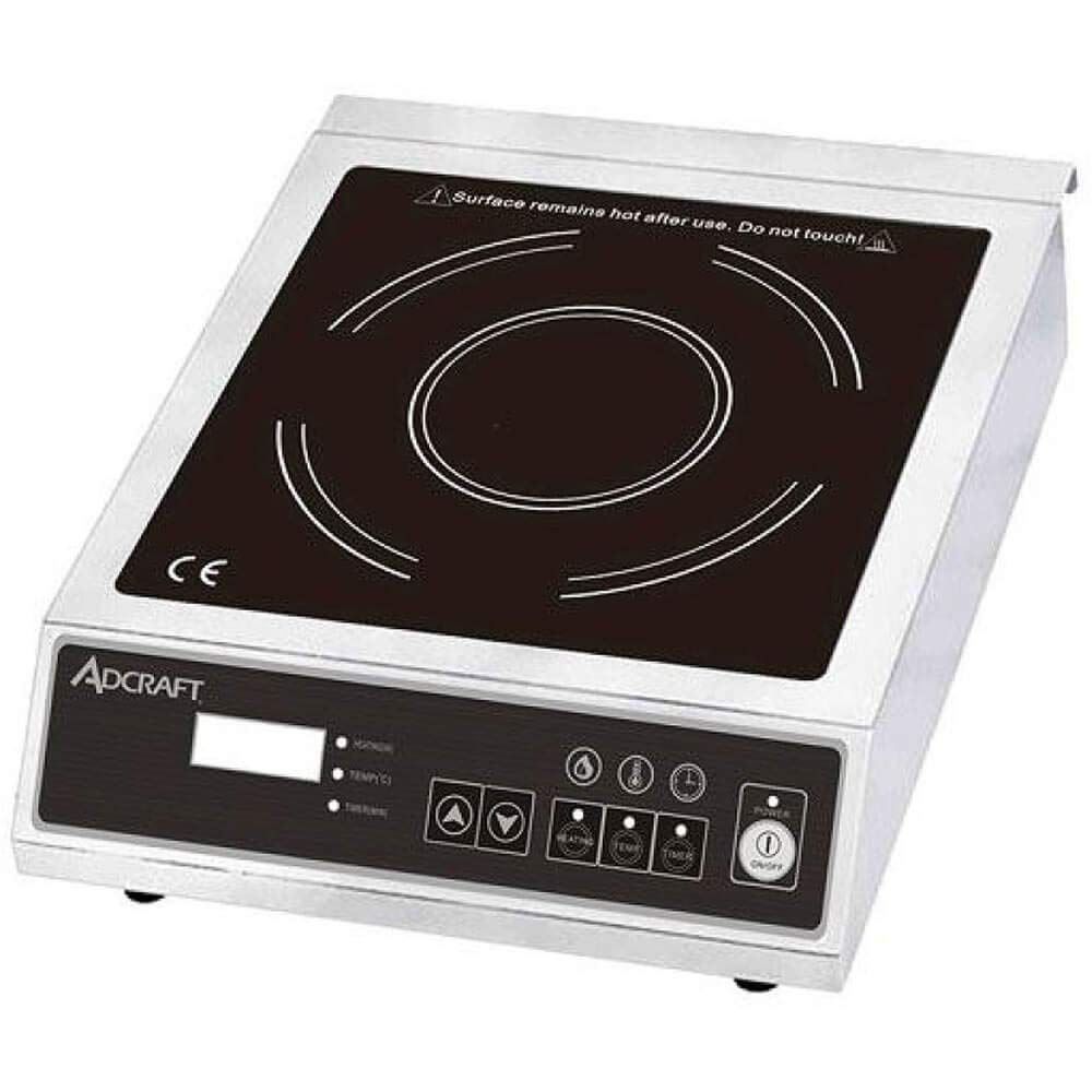 Adcraft Electric Induction Cooker, Made of Stainless Steel & Ceramic Glass Surface including Auto Shutoff and 170-Min Timer, Hea