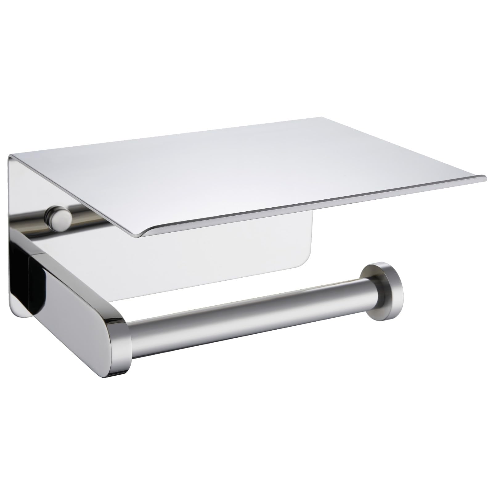 Aplusee Toilet Paper Holder With Phone Shelf Polished Chrome, Sus 304 Stainless Steel Bathroom Accessories Tissue Roll Dispenser