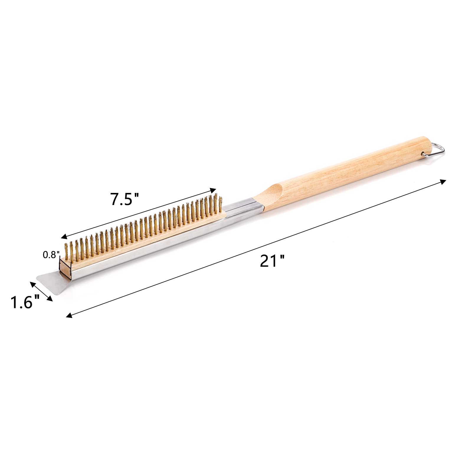 Zeayea 21 Inch Pizza Oven Brush With Scraper, Brass Bristles For Pizza Oven, Copper Wire Pizza Stone Cleaning Brush For Bbq Gril