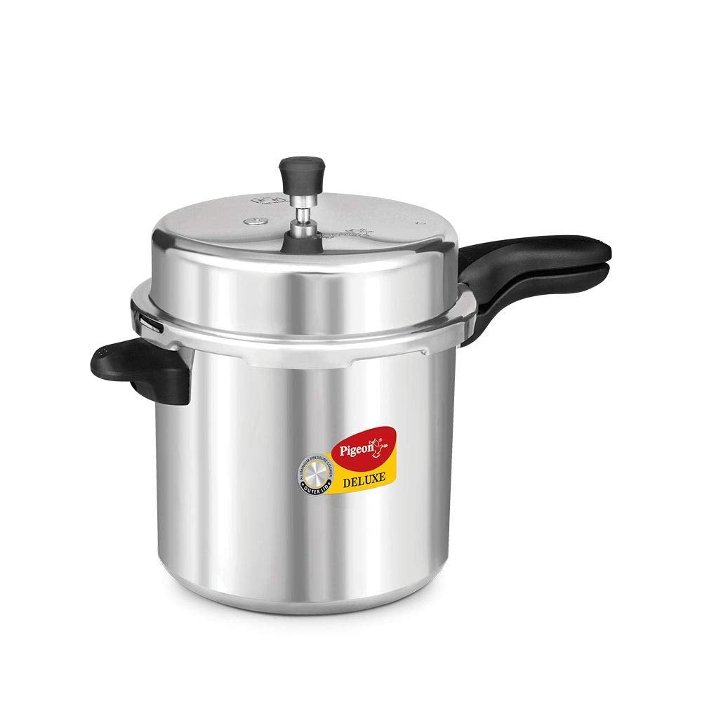Pigeon By Stovekraft Deluxe Aluminium Outer Lid Pressure Cooker, 10 Litres, Silver