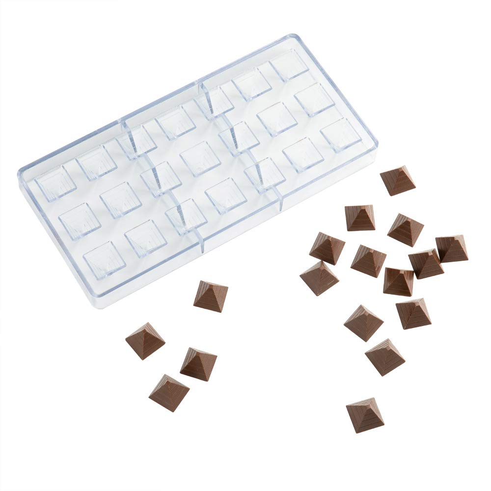 Restaurantware Pastry Tek 10.8 X 5.3 Inch Hard Candy Molds 10 Pyramid Chocolate Candy Molds - 21 Cavities Freezer-Safe Clear Pol
