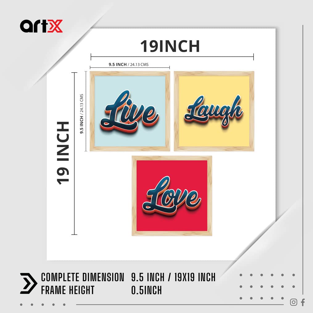 Artx Live Love Laugh Home Decor Wall Art, Small Size, 9.5 X 9.5 Inches Each, Wall Decor For Living Room, Multicolor, Contemporar