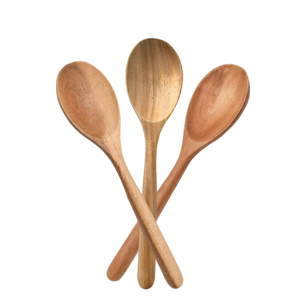 Wooden Spoons For Cooking, Healthy Acacia Wood Spoon Scoops, Kitchen Serving Spoon Set Of 3, Food Servers Ladle, Cooking Utensil