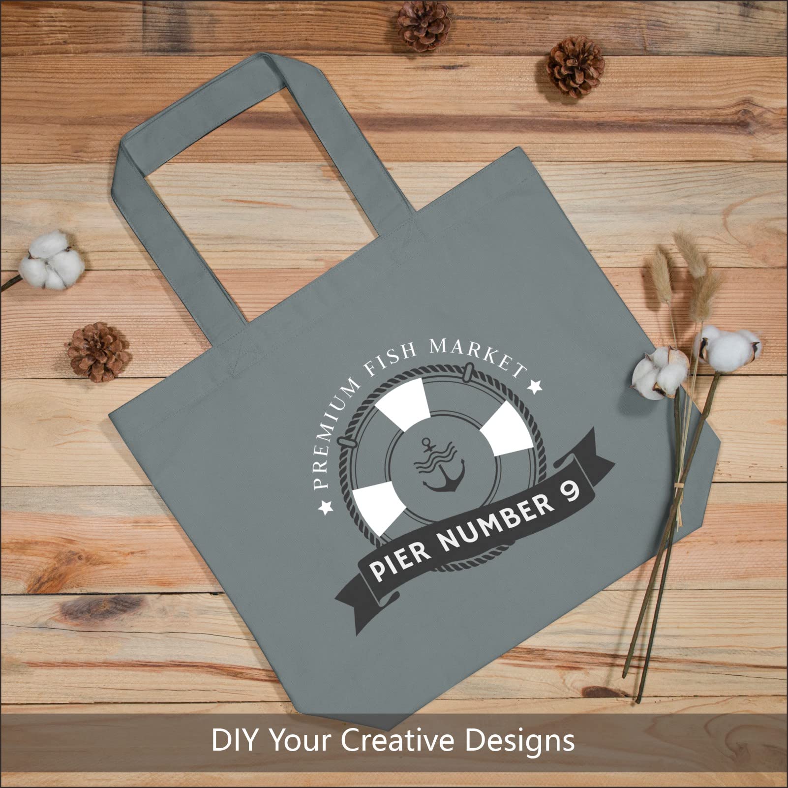 Topdesign 3-Pack Super Strong Large 12Oz Cotton Canvas Tote Bag, Reusable Grocery Shopping Cloth Bags, Fashionable Two-Tone Tote