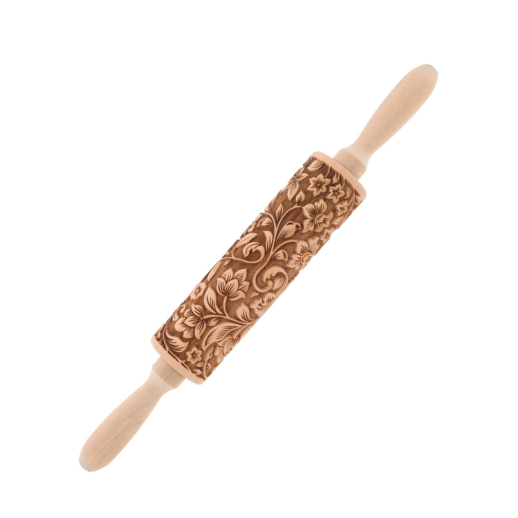 NAMOARLY Embossed Rolling Pin for Baking Wooden Pastry Roller with Intricate Floral Patterns for Cookies Fondant and Dough for W