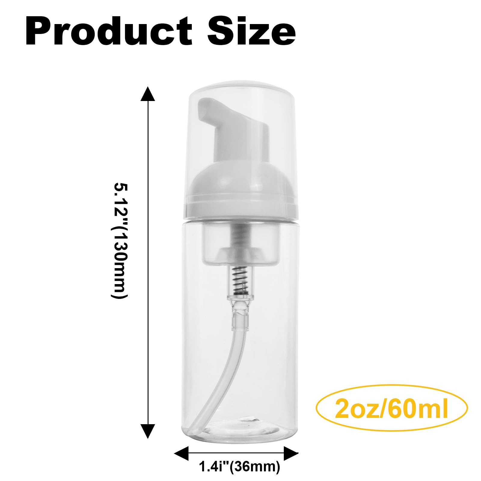 Bienbion 2Oz Travel-Sized Foaming Pump Bottles,4Pcs Empty Foam Pump Bottle,Refillable Travel Size Mousse Bottle,Hand Soap Shampo