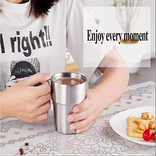 A-Szcxtop Set Of 4 Stainless Steel Coffee Cups Double-Layer Insulated Coffee Mugs With A Stand And A Bag