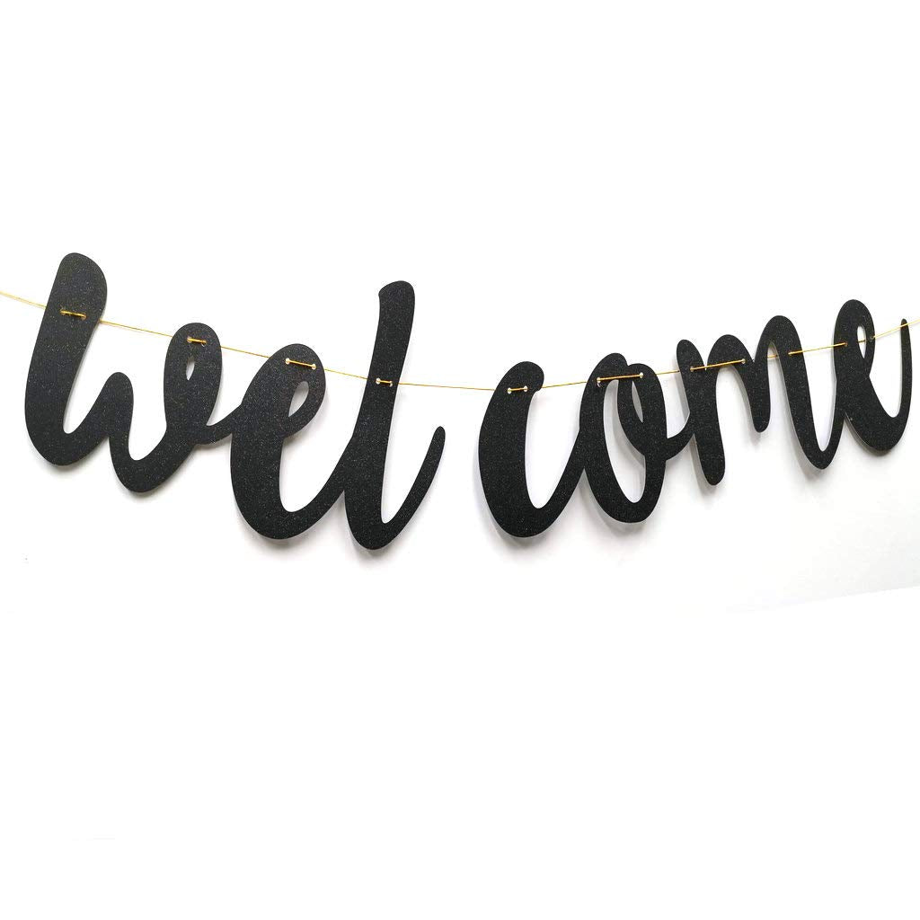 Welcome Back Banner Black Glitter Welcome Back Party Sign Returning Home Teenager Homecoming Home Coming Returning Home Hospital