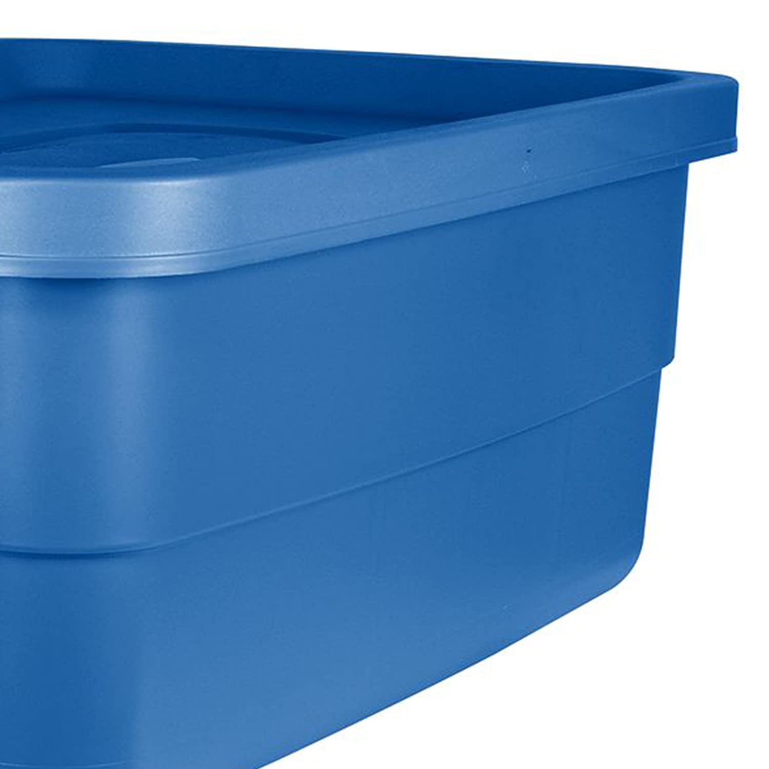 Rubbermaid Roughneck Tote 10 Gallon Stackable Storage Container W/ Stay Tight Lid & Easy Carry Handles, Heritage Blue (6 Pack)