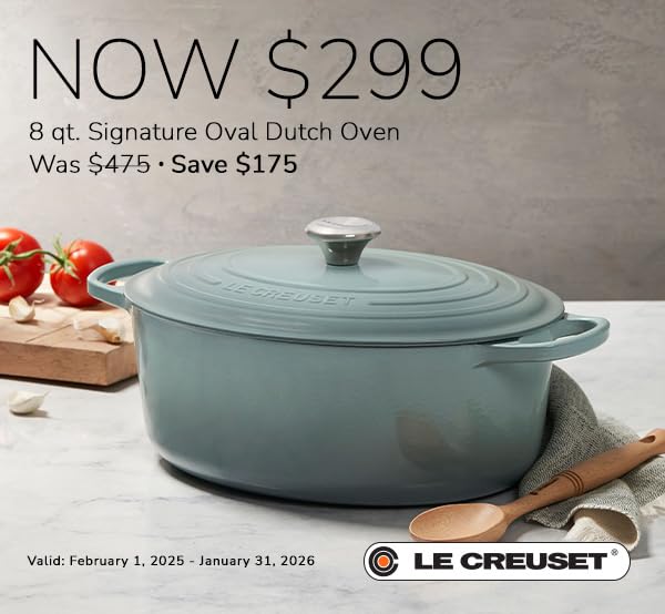 Le Creuset Enameled Cast Iron Signature Oval Dutch Oven, 8 Qt., White