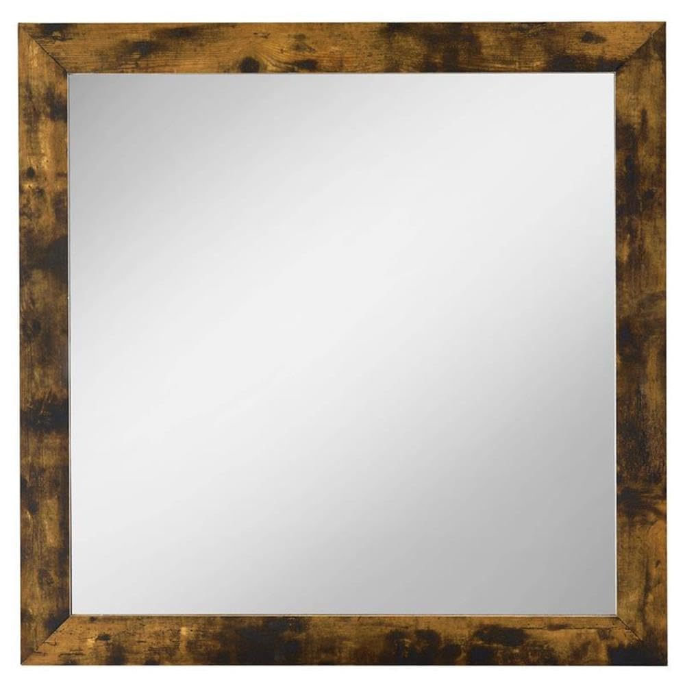 Acme Juvanth Square Dresser Mirror with Wooden Frame in Rustic Oak