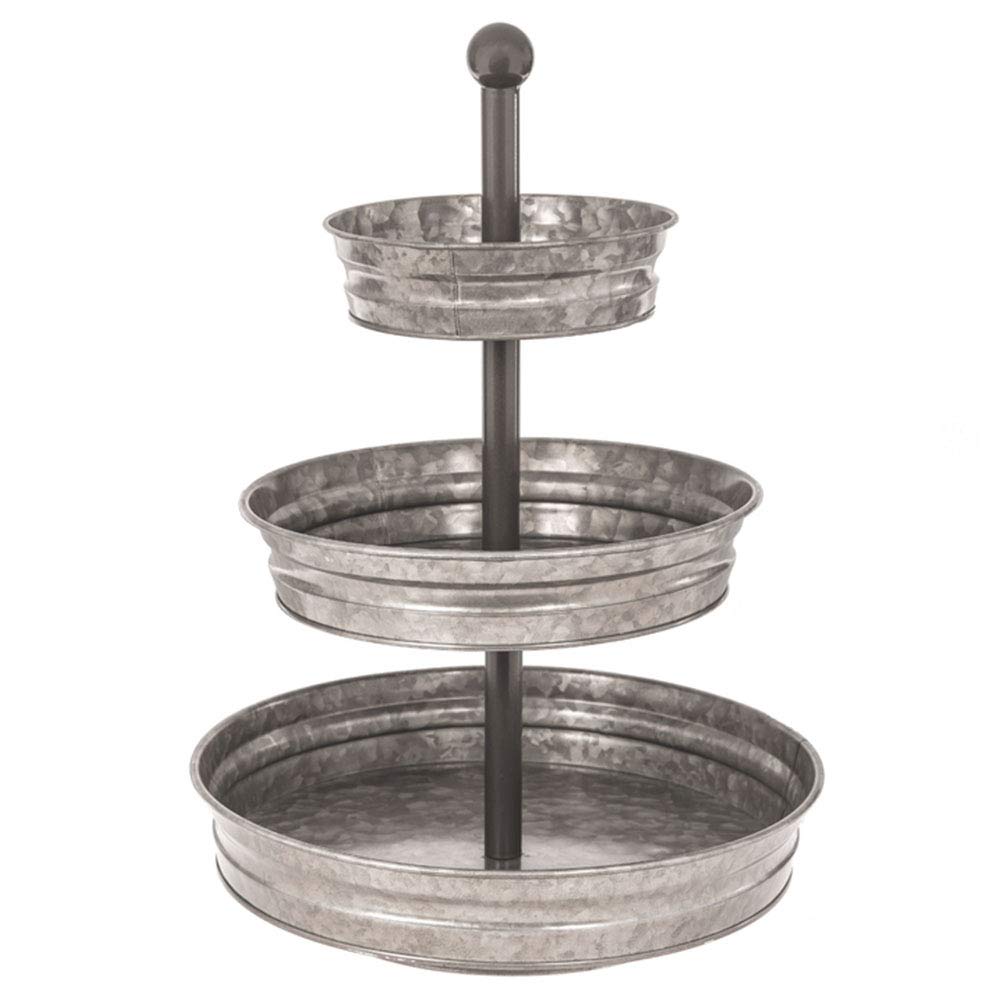 3 Tier Serving Tray Vintage Galvanized Metal Stand Kitchen Tiered Home Farmhouse Style Decor Rustic Country Cupcake Stand Bar Ac
