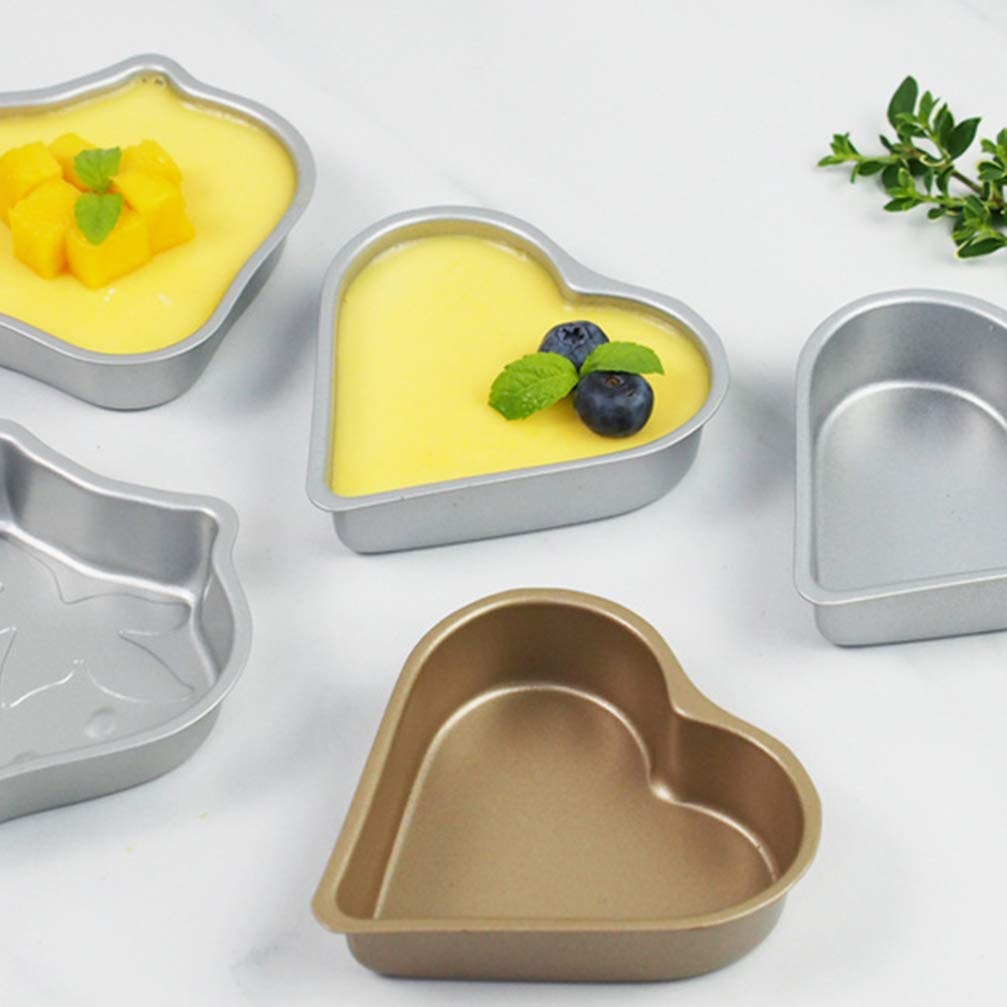 Cabilock 2 Pcs Mini Cake Pan Strawberry Shaped Muffin Baking Tray Pastry Non- Stick Bakeware Cupcake Pan For Home Kitchen Silver