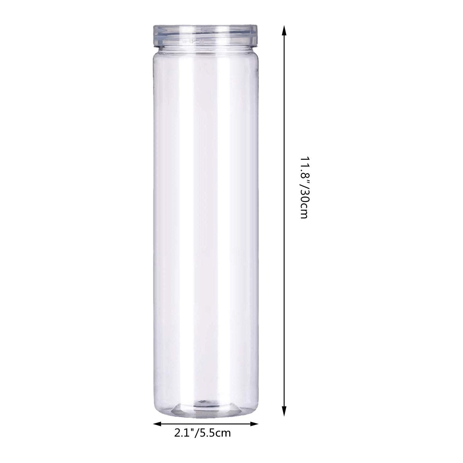 Scwboeii 3Pcs Clear Plastic Food Storage Jar With Lid, Round Transparent Storage Container For Spaghetti,Pasta And Dry Goods (2.