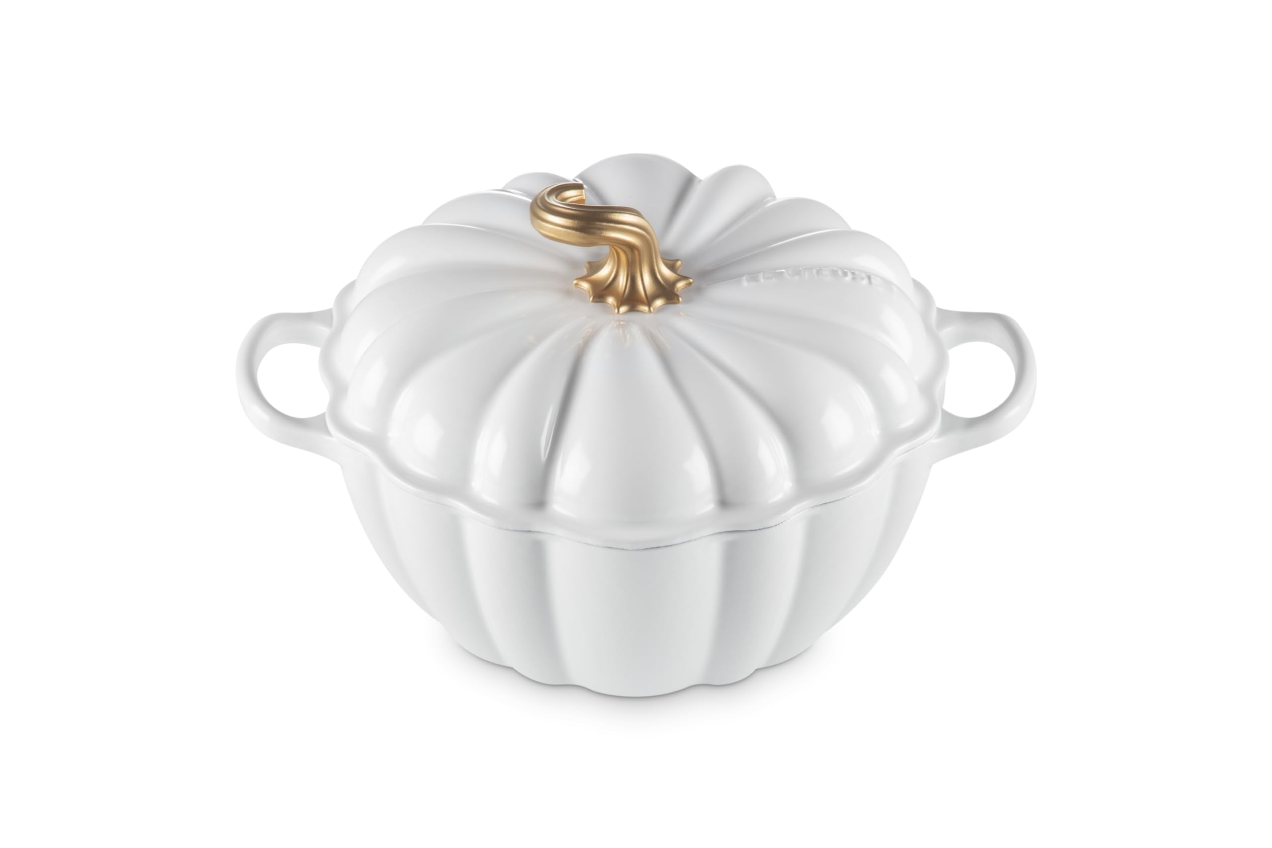 Le Creuset Enameled Cast Iron Figural Pumpkin Cocotte, 4 qt., White w/Copper Knob