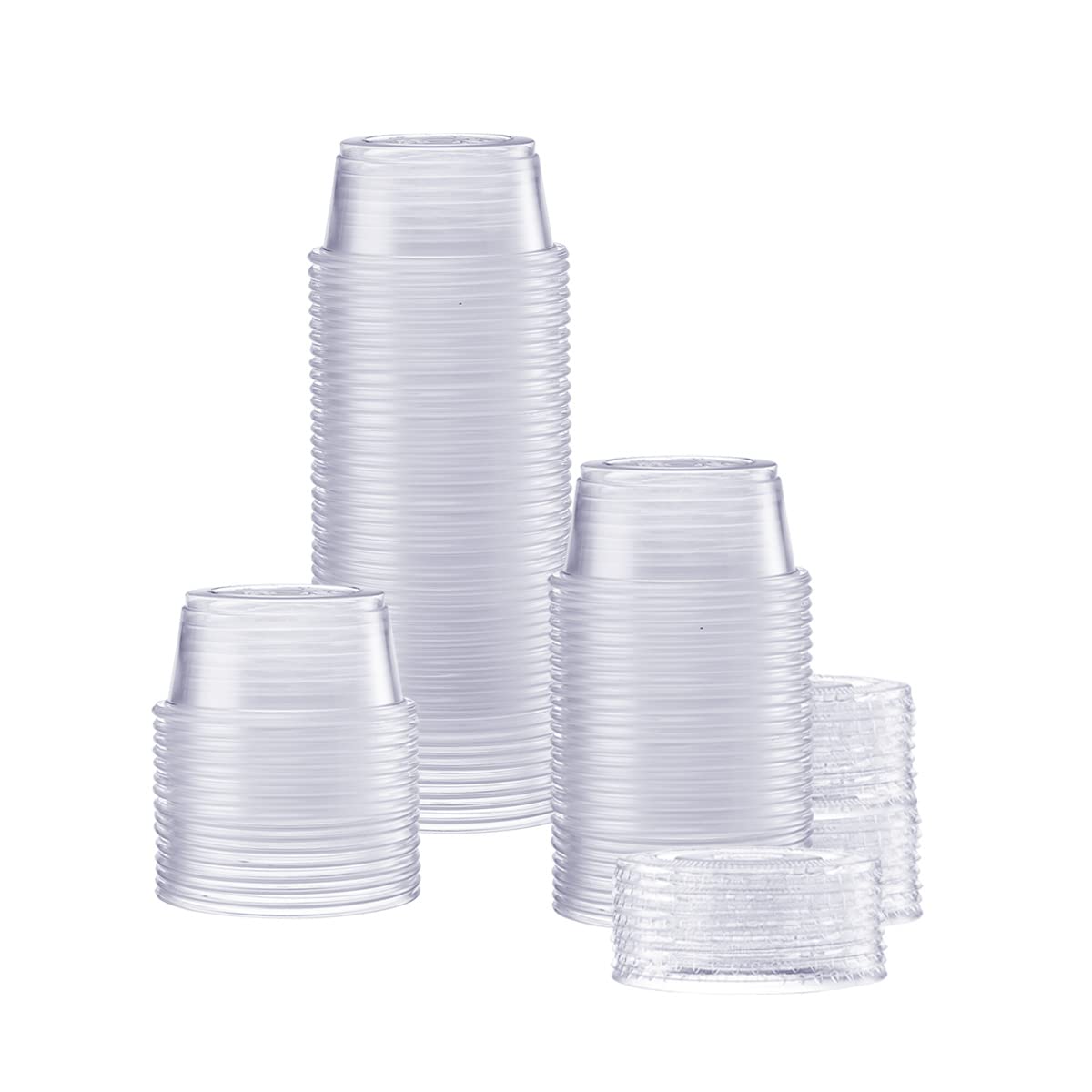 Comfy Package [100 Sets - 2 Oz.] Plastic Portion Cups With Lids, Souffle Cups, Jello Shot Cups