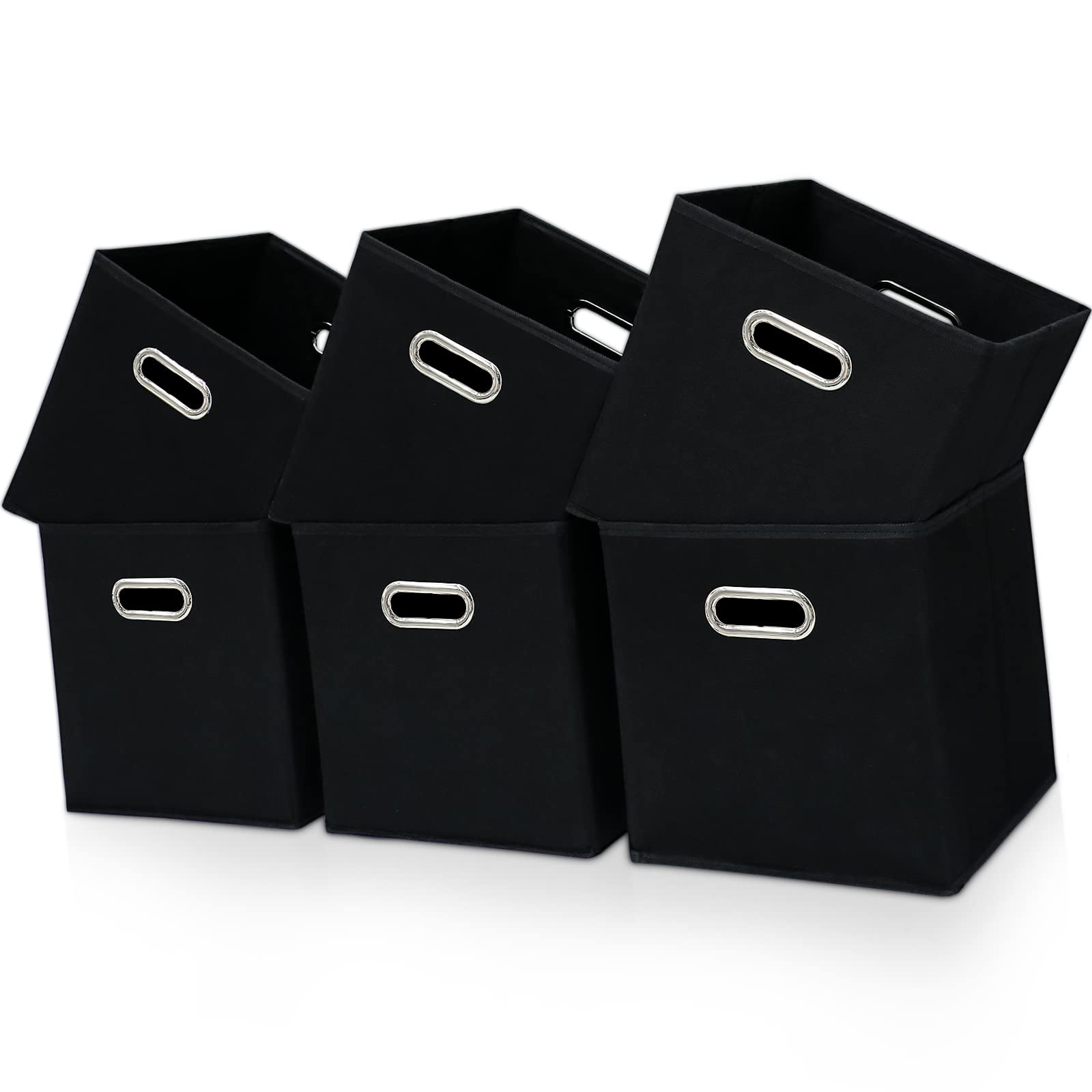 Yunkeeper Black Fabric Cubby Storage Bins