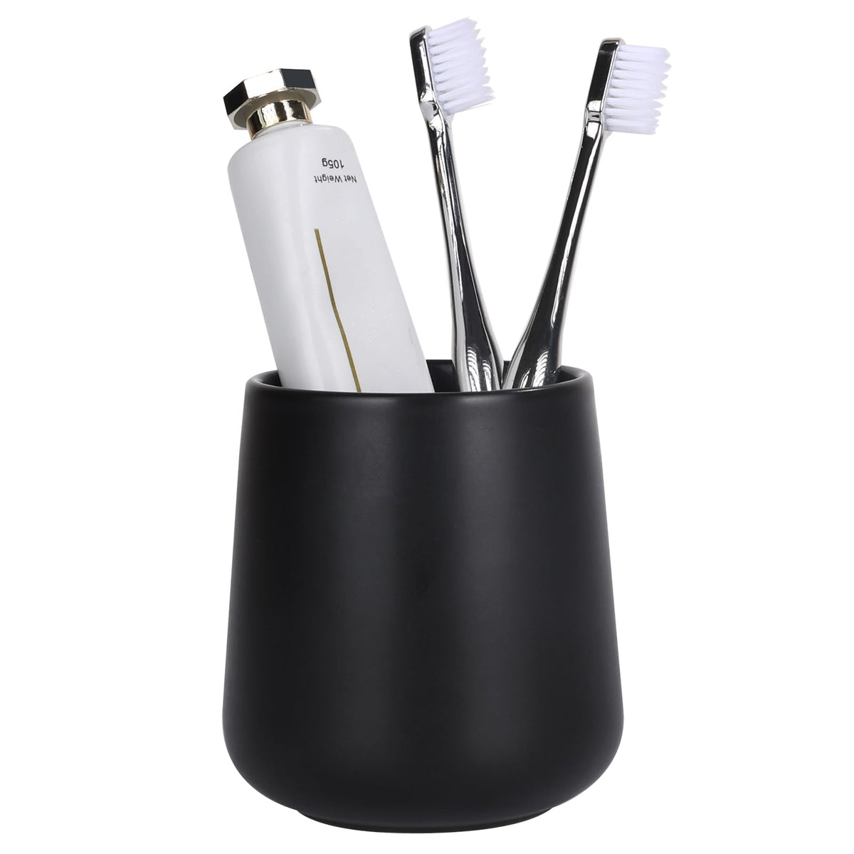 Bosilunlife Bathroom Toothbrush Holder - Ceramic Toothbrush Cup Holder 13Oz Black Toothbrush Holder For Bathroom Toothbrush And