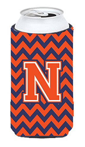 Letter N Chevron Orange Blue Tall Boy Beverage Insulator Hugger CJ1042-NTBC