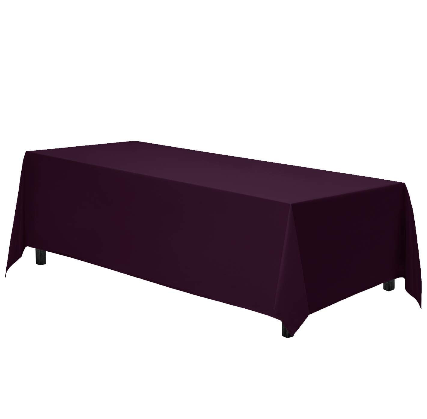 Gee Di Moda Rectangle Tablecloth - 90 X 132 Inch Eggplant Table Cloth For 6 Foot Table With Floor-Length Drop - Heavy Duty Washa