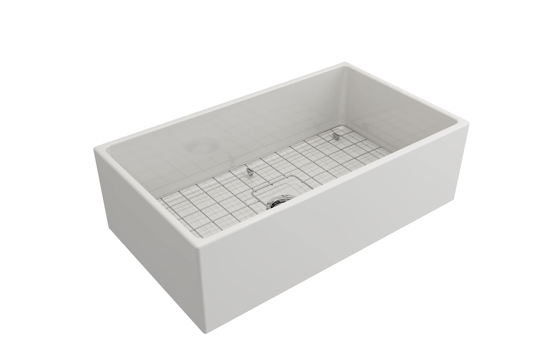 Bocchi Contempo Apron Front Fireclay 33 In. Single Bowl Kitchen Sink In White With Stainless Steel Faucet