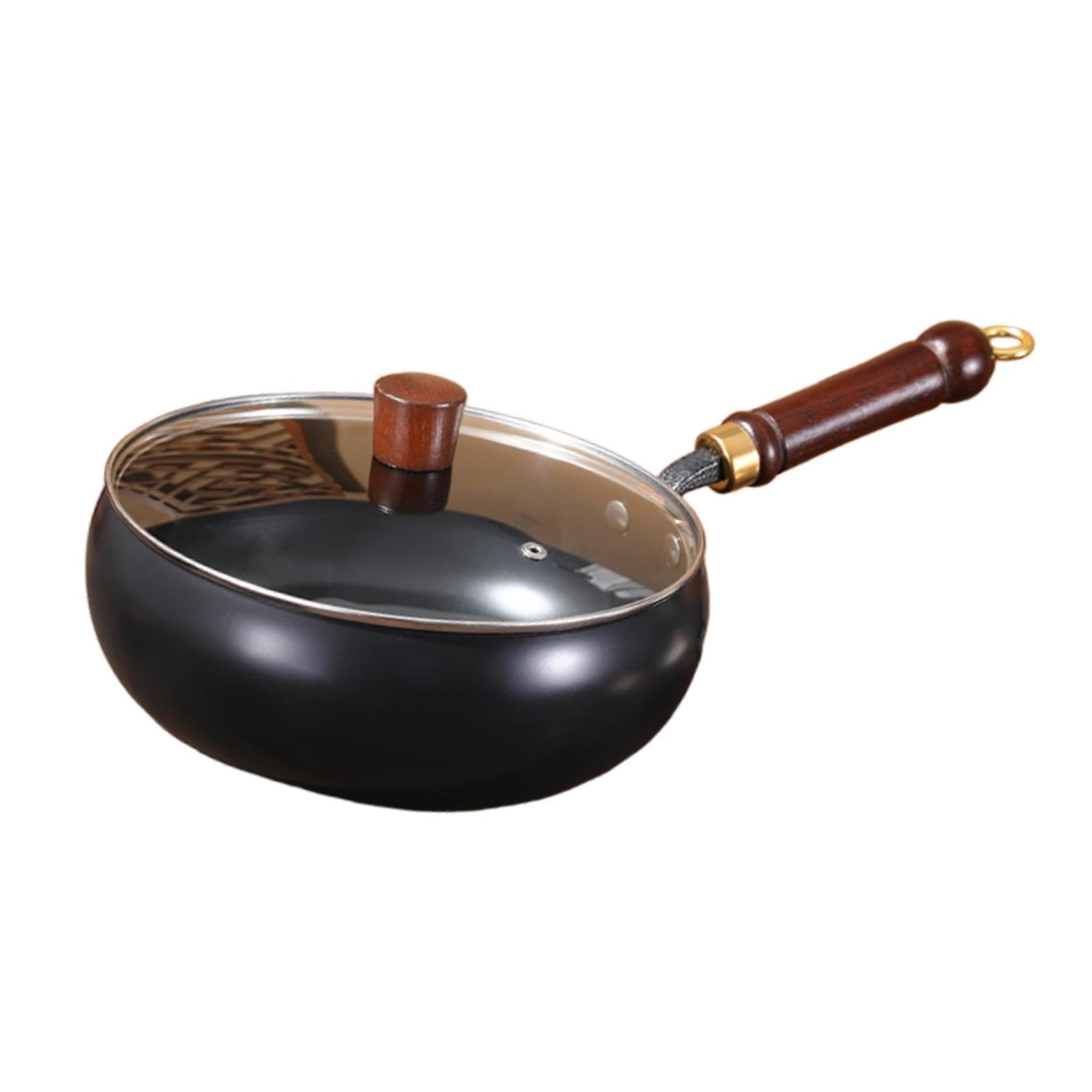 Zoomella Nonstick Wok No Coating Wood Handle Stir Fry Pan For Kitchen Home Restaurant Gllid|Home & Garden|Home & Garden