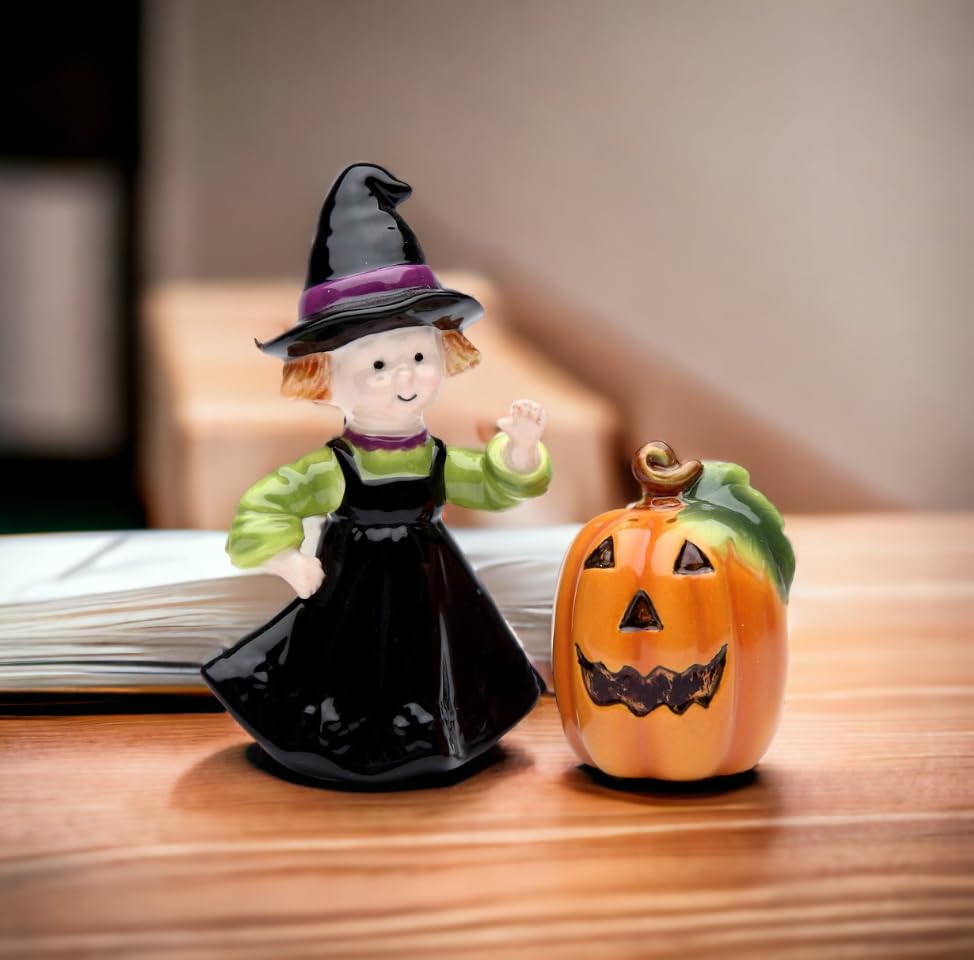 Cosmos Gifts 56550 Halloween Pumpking and Witch Salt and Pepper Set  2-1/4-Inch