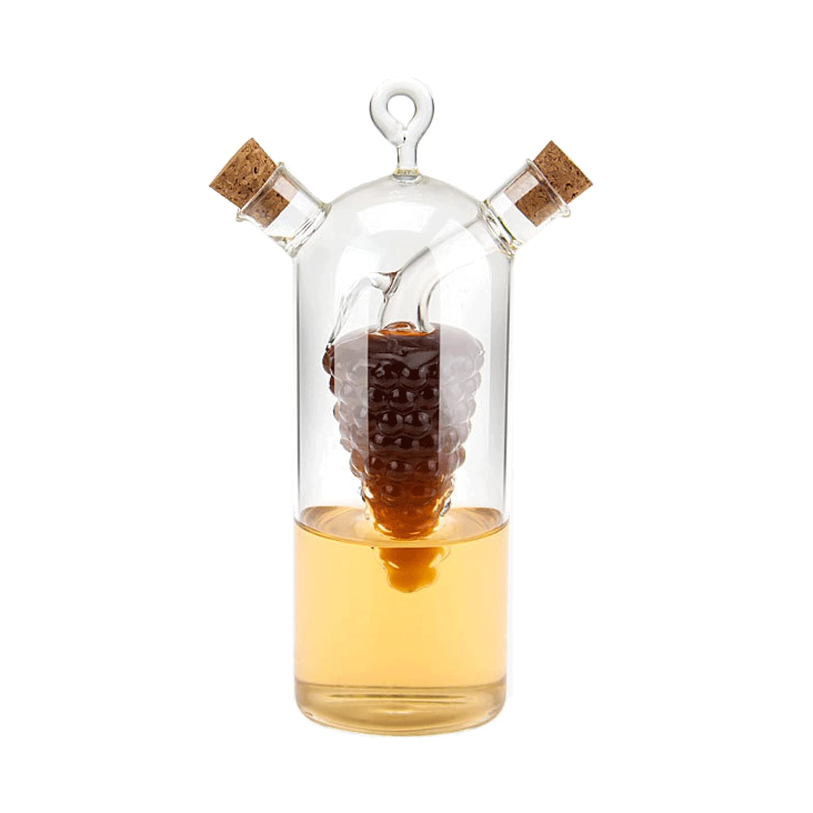 Winakui 2 In 1 Olive Oil Vinegar Dispenser Cruet, Clear Glass Vinegar And Oil Bottles, Double Pourer Spout Oil Dispenser Bottle