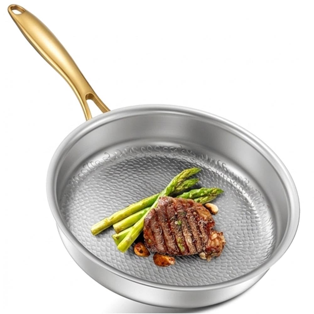 Abijan 10 Inch Titanium Pans for Cooking, Pure Titanium Frying pan Hammered Design, NonToxic Skillet PFAS/PFOA/PTFE Free, Titan