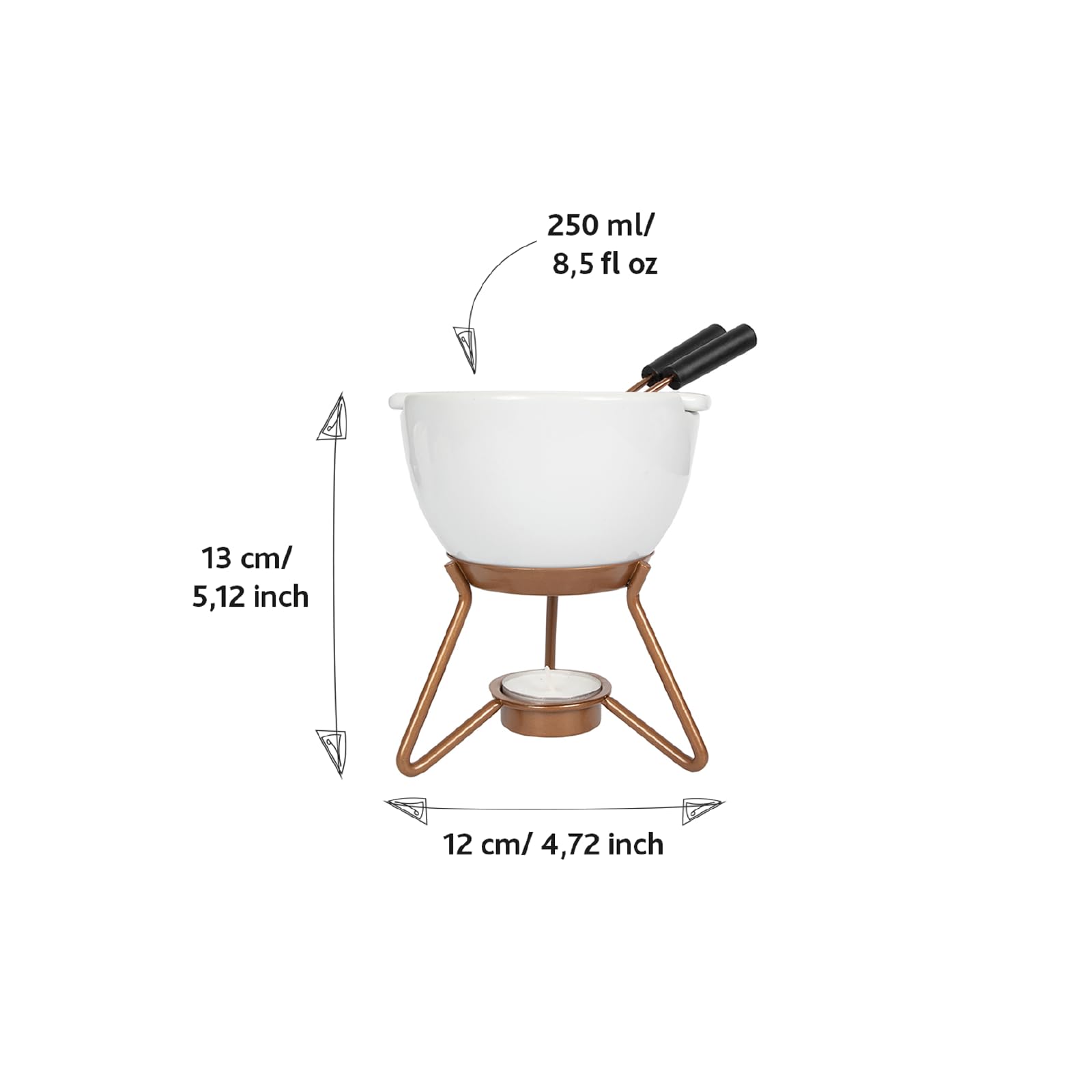 Boska Choco Petit Marie Fondue - Fondue Pot Set Microwave And Dishwasher Safe Ceramic Hot Pot Chocolate Fountain Snack - Small K