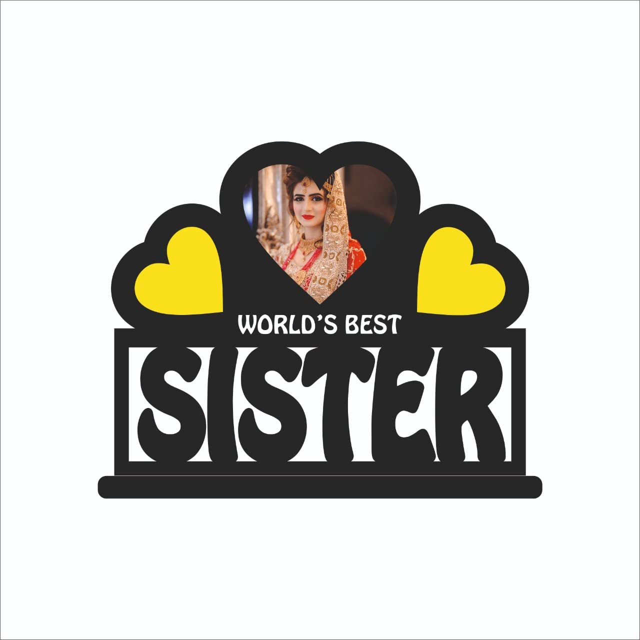 MYGIFTYSHOP SISTER Customized Wooden Photo Frame Table Top 10 X 8 in - | Birthday Raksha bandhan Rakhi Bhaidooj Return Gift | Fo