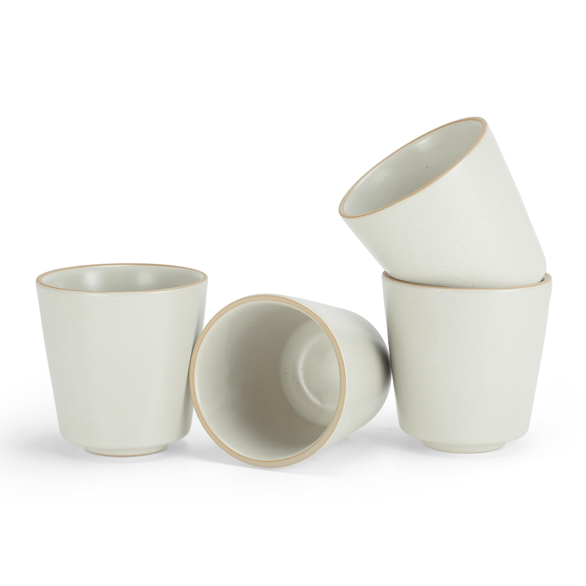 RENEWREVITAL 6oz Janpanese Style Tea Cup Set of 4, Ceramic Matcha Cup for Hot Tea and Matcha, Handleless Espresso Cups Set, Bei