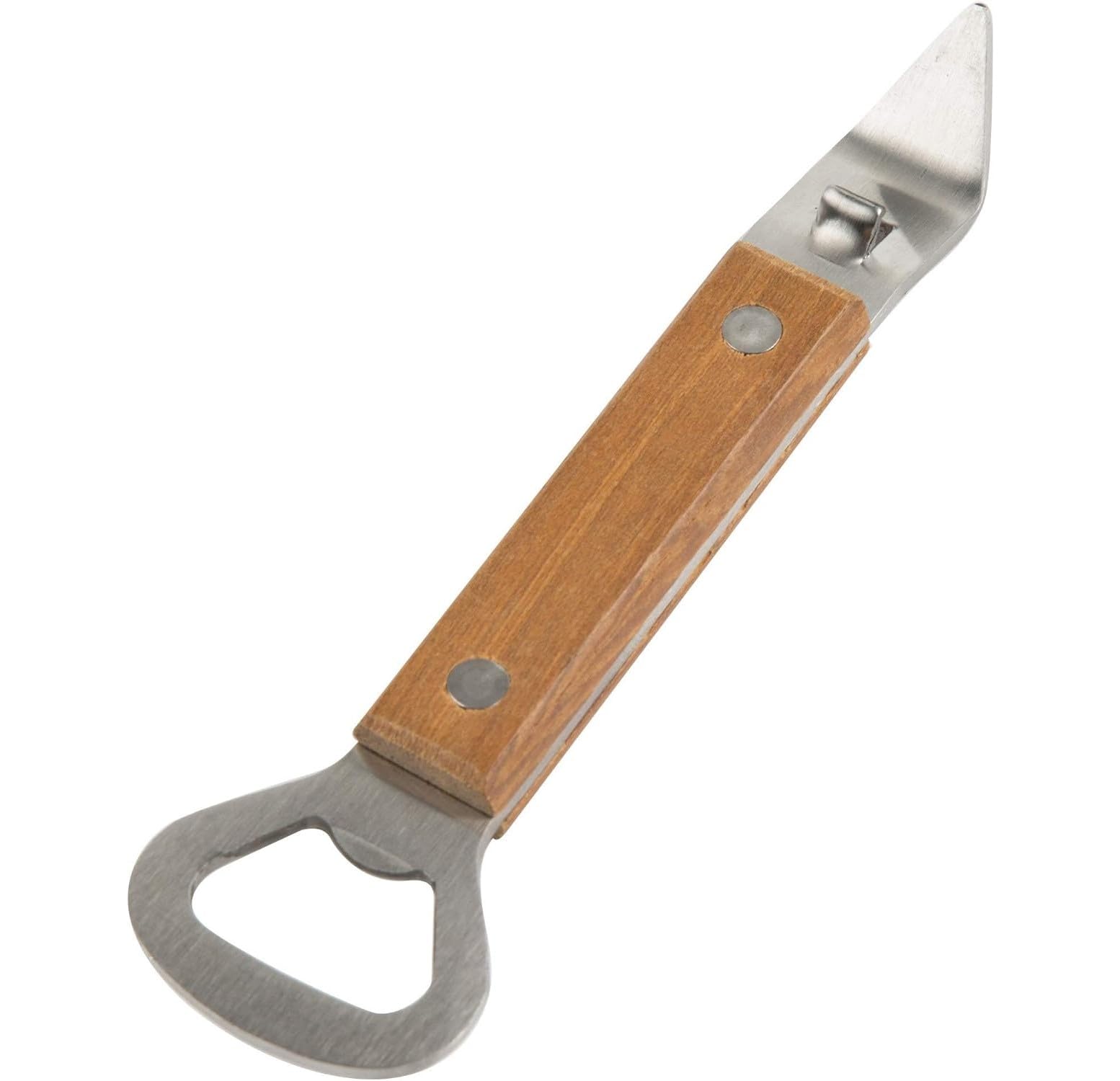 Smart Cook Bottle Opener Can Punch Opener - Dual-Sided Manual Stainless Steel Can Opener With Riveted Wood Handle, Set Of 2 Unit