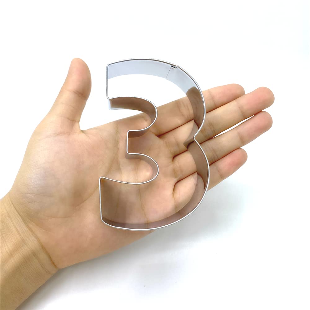 Liliao Number 3 Cookie Fondant Biscuit Cutter For Birthday/Anniversary/Special Day - 2.4 X 3.6 Inches - Stainless Steel