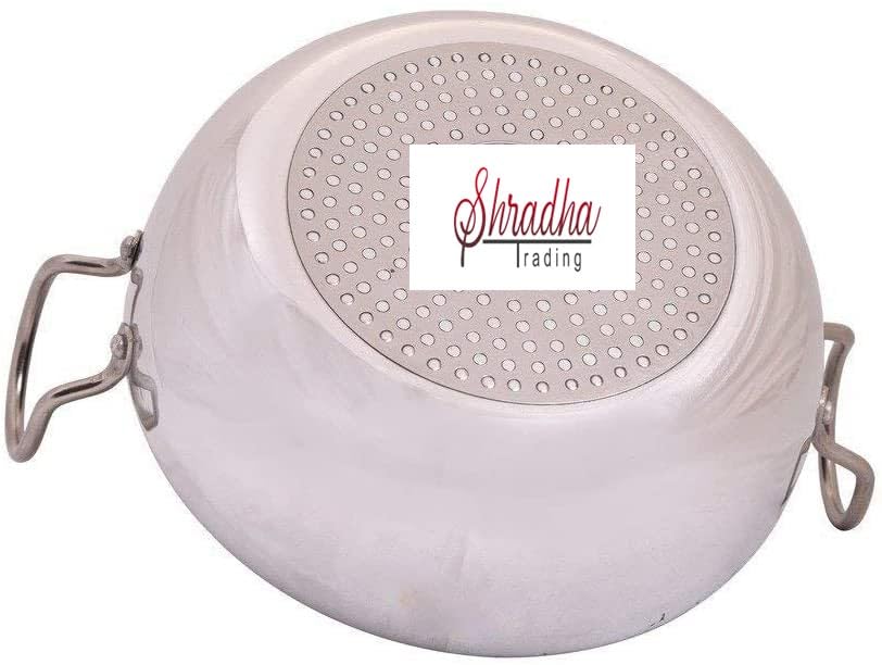Shradha Trading Aluminum Kadai,Aluminum Frying Pan,Stir Pan, Aluminum Indian Kadai, Aluminum Kadai Size No. 13