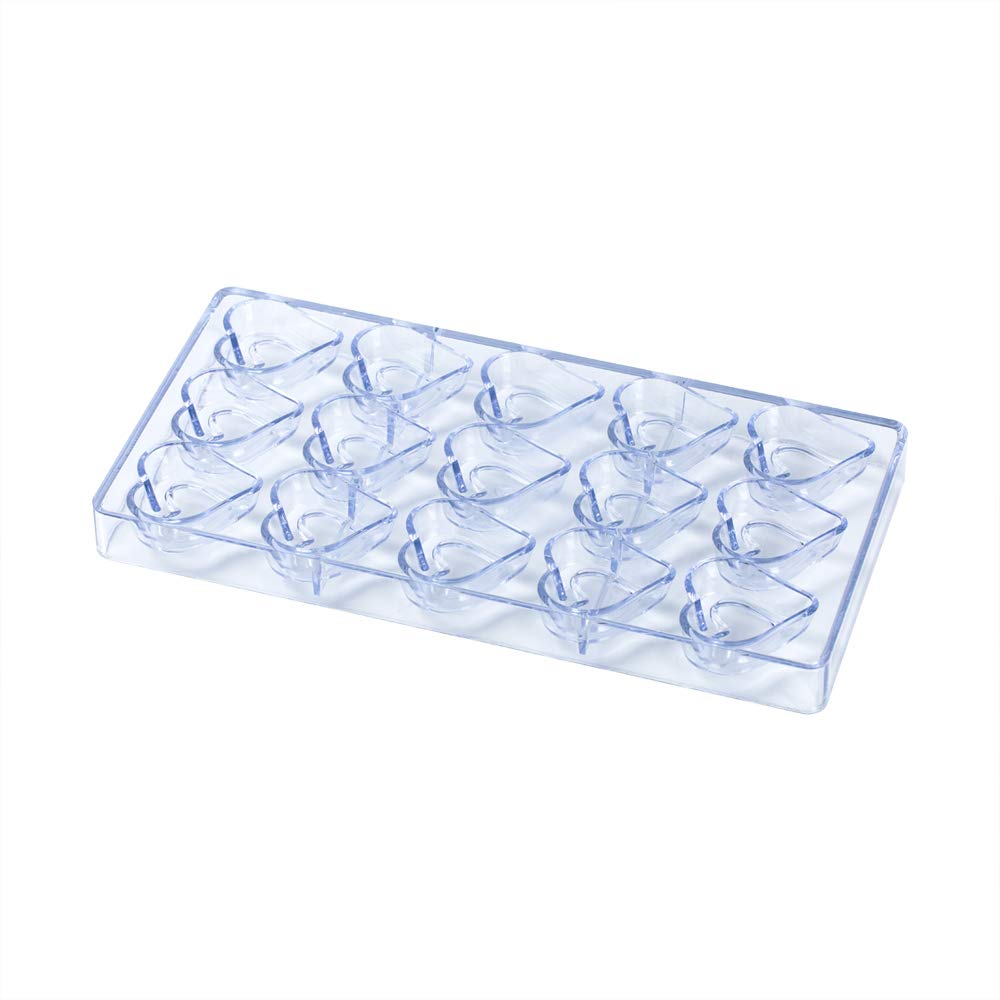 Restaurantware Pastry Tek 10.8 X 5.3 Inch Heart Candy Mold, 1 Heart Chocolate Mold - 15 Cavities, Freezer-Safe, Clear Polycarbon