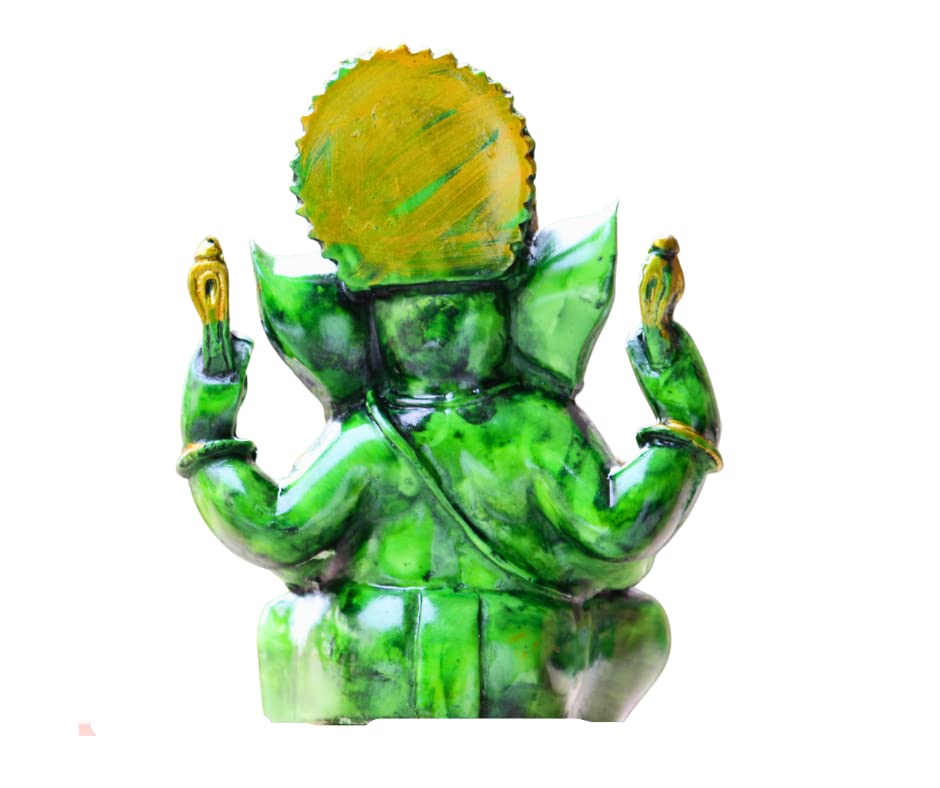 Miss Peach Polyresin Lord Ganesh ji Idol Showpiece Decorative Statue Murti for Home dcor,Gifts Items_ (Green)