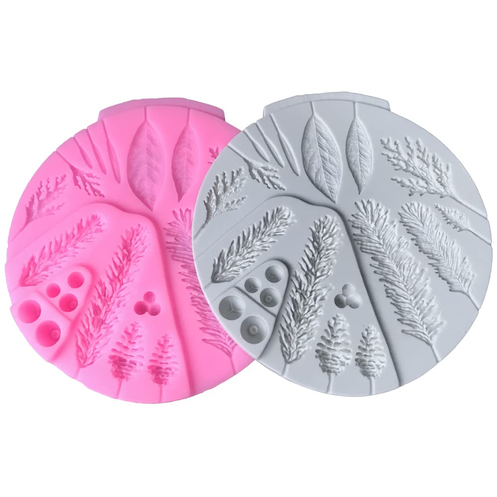 Cestony Christmas Winter Foliage Pine Branches And Cones Silicone Molds For Diy Cake Fondant Biscuit Cookies Soap Sugar Pudding