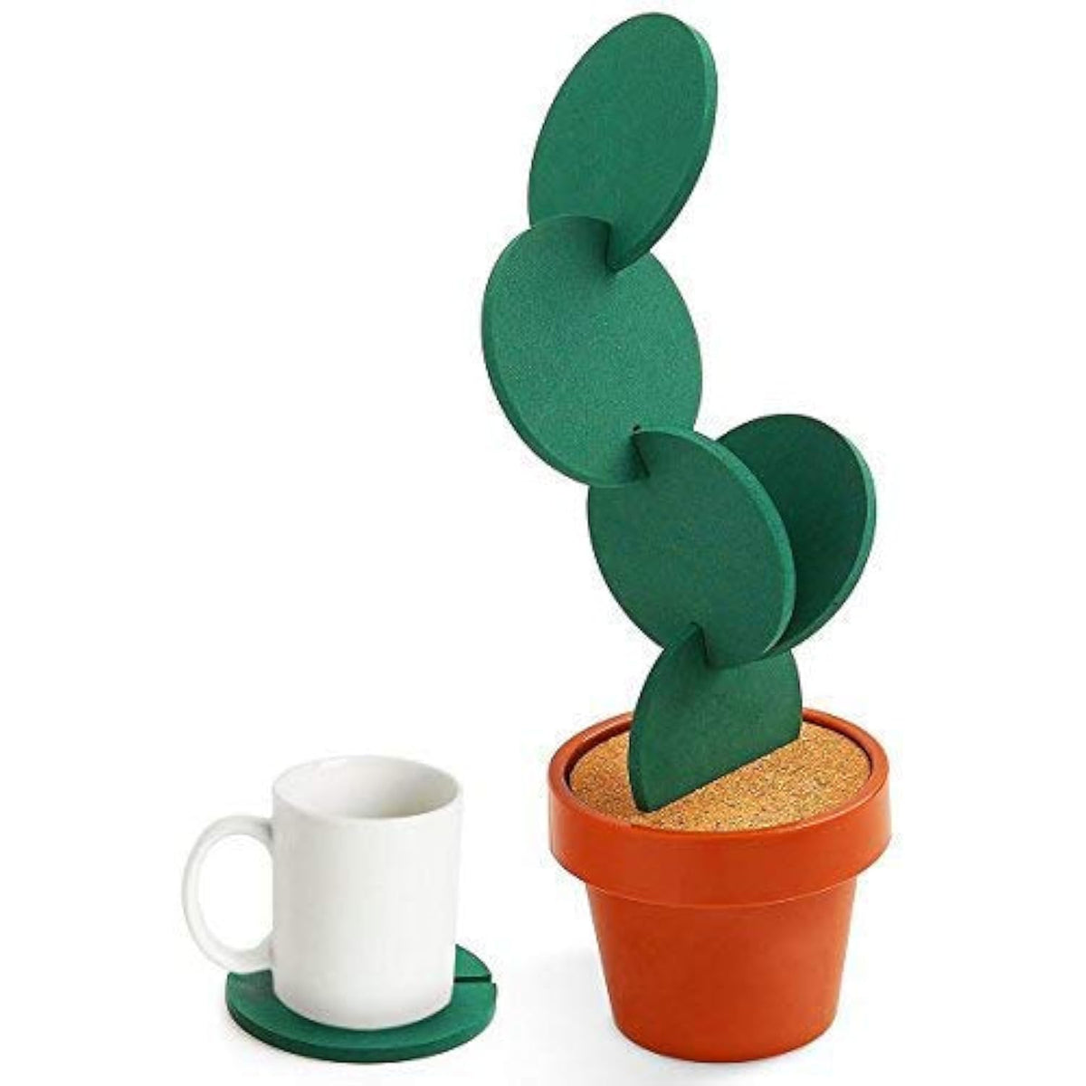 Coasters Diy Cactus Coaster Set Of 6 Pieces With Flowerpot Holder For Drinks Novelty Gift For Home Office Bar Decor And Improvem