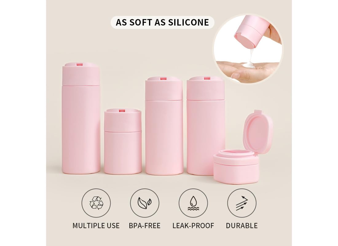 Sprigold 5 Pack Brief and Fashion Travel Bottles TSA Approved, BPA Free Travel Size Travel Containers Refillable Squeeze Bottles