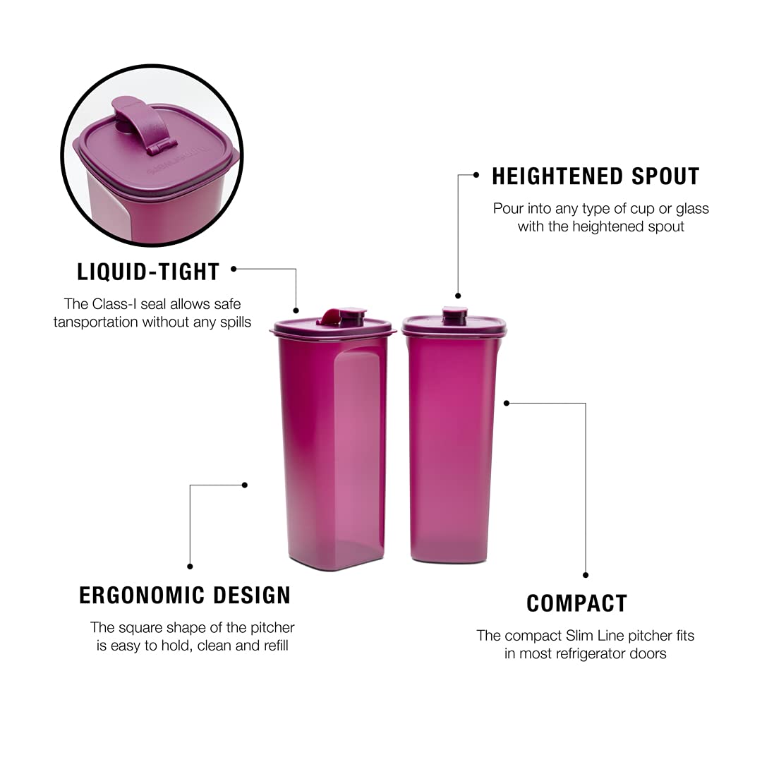 Tupperware Fridge Bottle Pitcher Slim Line 2L 2Pc