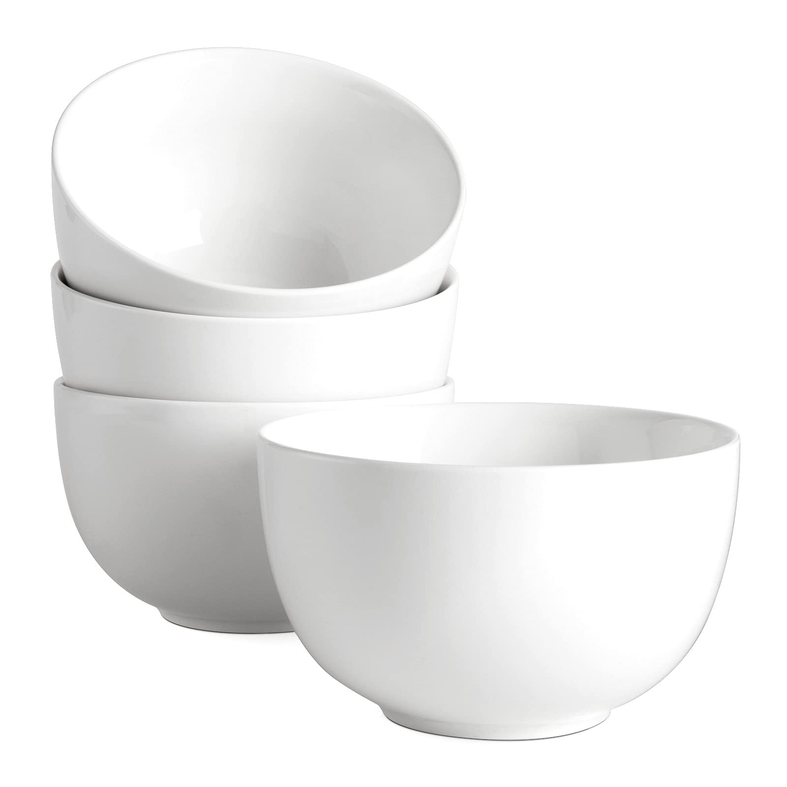 Dowan 5.8  Deep Soup Bowls & Cereal Bowls - 30 Ounces Large Bowls Set Of 4 For Kitchen - White Ceramic Bowls For Cereal, Soup,