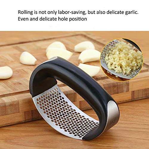Nilican Garlic Press Kitchen Tool Garlic Peeler Stainless Steel Professional Ginger Crusher Ergonomic Labor-Saving Crusher (S)