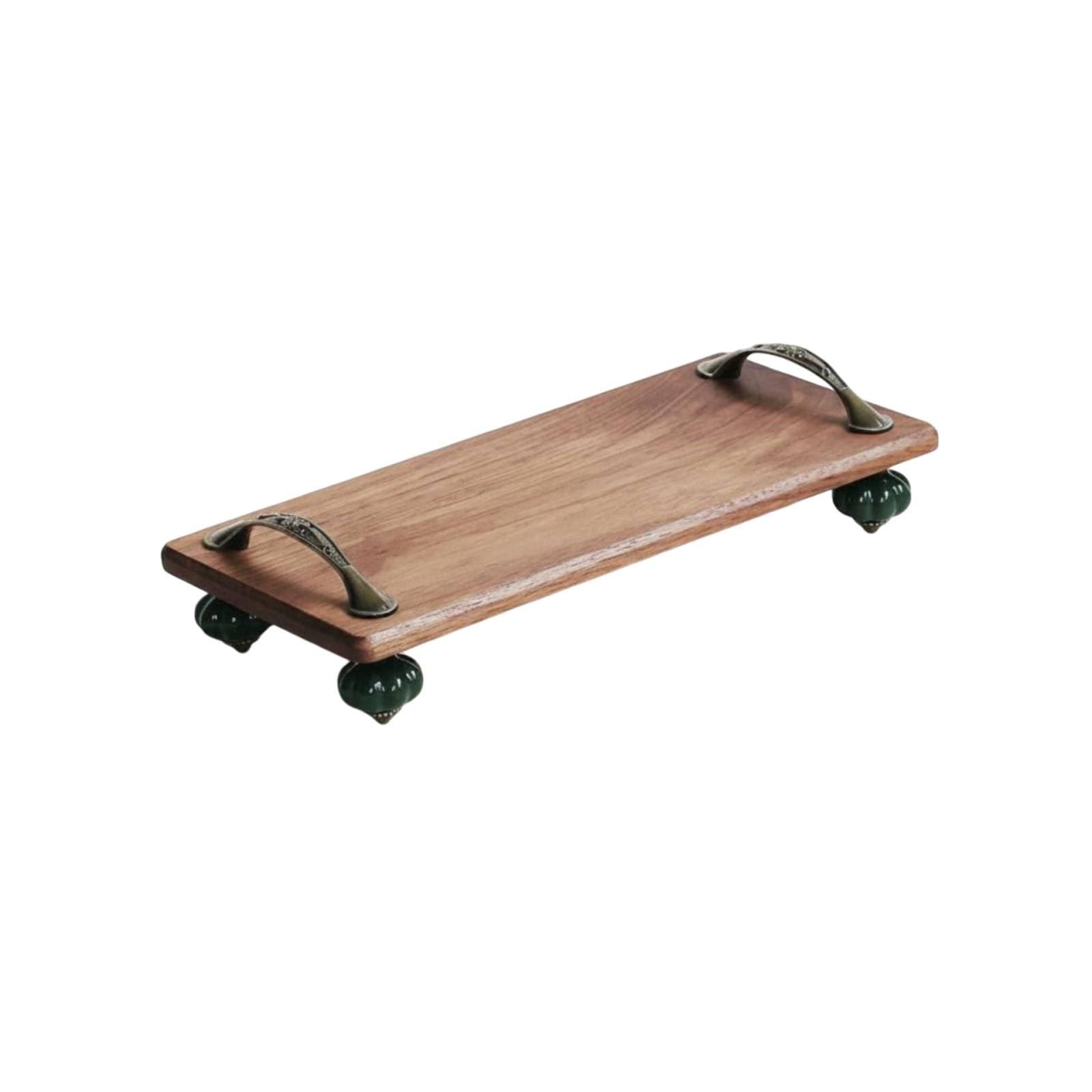 Snappsy Walnut Wood Tray Vintage Design Wooden Display Stand Multi Purpose Rustic Serving Tray For Entryway, Living Room, Vanity