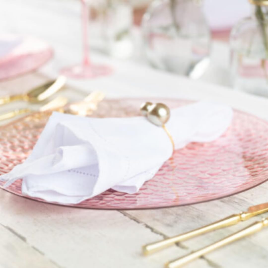 Blue Sky Organic 13'' Hammered Pink Plastic Charger Plates - 4 Count | Durable & Stylish For Elegant Dining Events